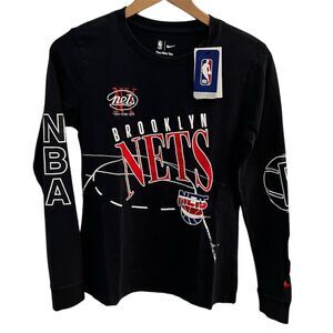 Nike Women's Brooklyn Nets Long Sleeve‎ T-Shirt Black Standard Size S